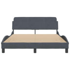 vidaXL Double Bed Frame with Headboard - Dark Gray Velvet, Plywood Slats Design, Sturdy Metal Legs, Modern Elegance for Bedroom
