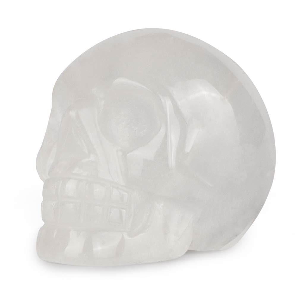 Artistone 2.0 Clear Quartz Crystal Skull Head Decor Statue Healing Stones,Hand Carved Gemstone Skull Figurine Stone for Hallowee