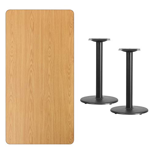 Flash Furniture 30'' x 60'' Rectangular Natural Laminate Table Top with 18'' Round Table Height Bases