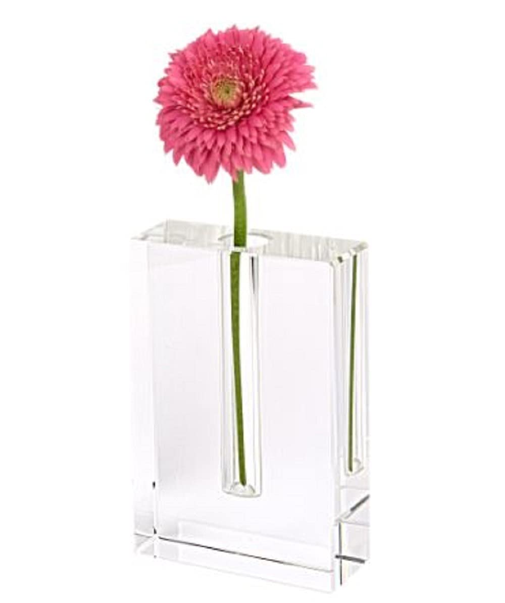 HomeRoots Modern Clear 6' Block Optical Crystal Vase