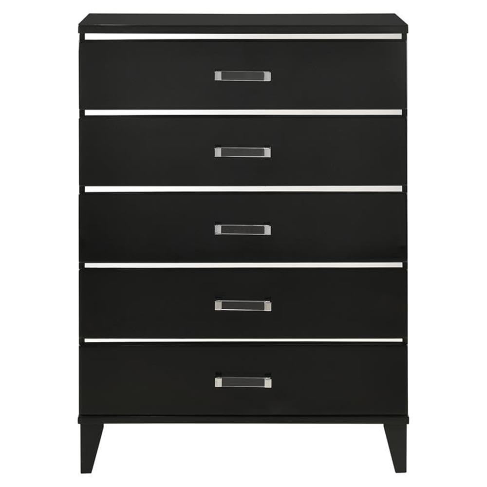 Acme Chelsie Wooden Rectangular Chest with 5 Storage Drawers in Black