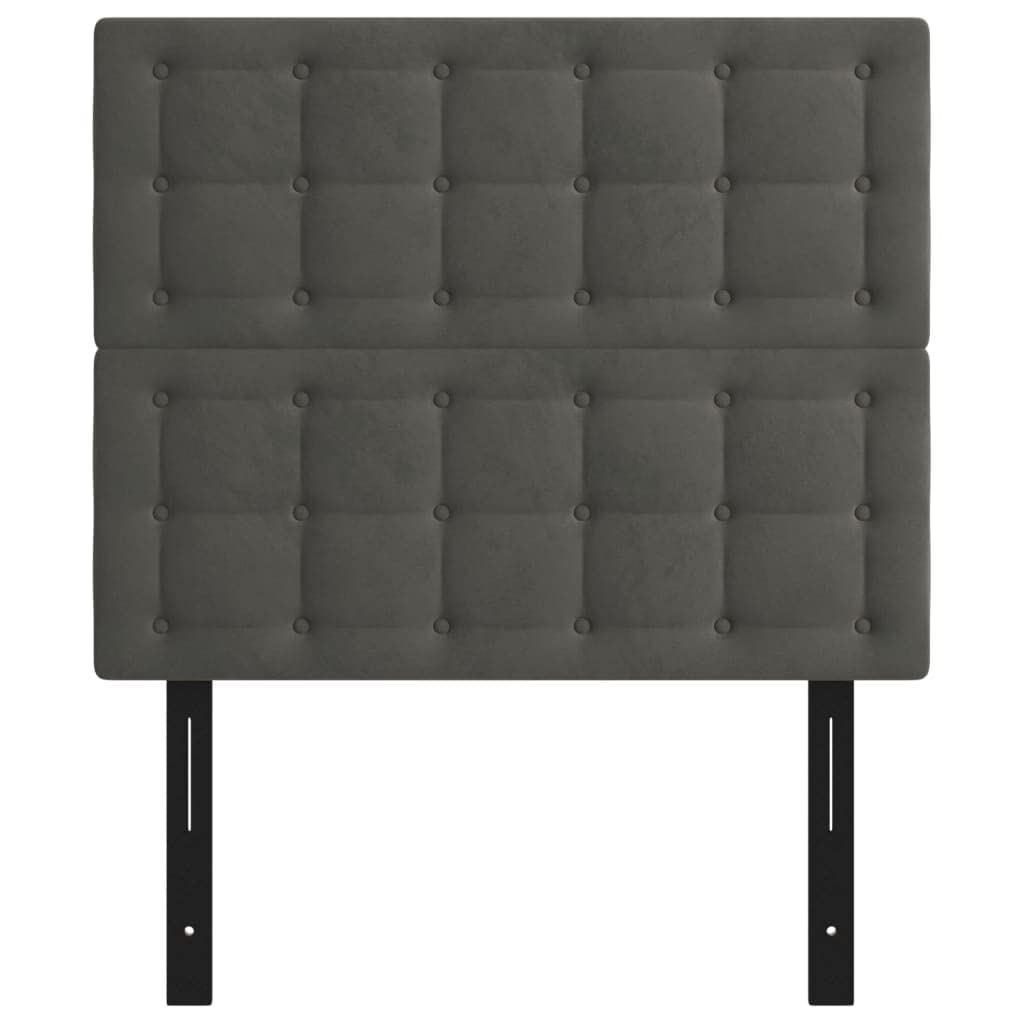 vidaXL Velvet Headboards - Set of 2, Classic Design, Dark Gray, Polyester Material, Foam Filling, Engineered Wood and Solid Larch Wooden Structure