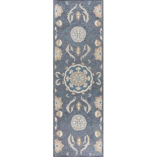 Alora Decor Cascade 2'6&quot; X 8' Floral Coco/Tan/Blue Gray Hand-Tufted Area Rug