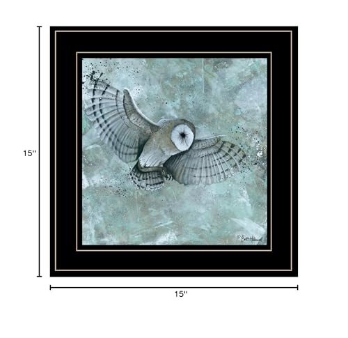 Simplicity Blue Gray Owl Black Framed Print Wall Art