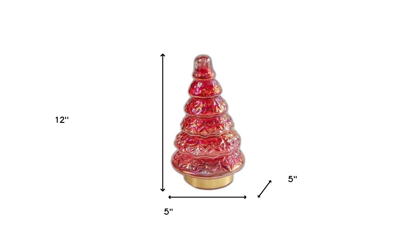 HomeRoots 12' Red and Gold Glass Christmas Tree Sculpture