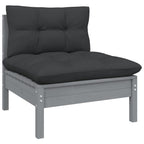 vidaXL Solid Pinewood Patio Lounge Set 12 Piece with Cushions Garden Outdoor Lawn Yard Terrace Balcony Wooden Seat Seating Furniture Gray