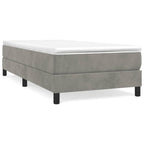vidaXL Velvet Box Spring Bed Frame - Light Gray, Twin XL, Modern, Polyester, Plywood, Engineered Wood, 81.1"x39.4"x9.8" Dimensions