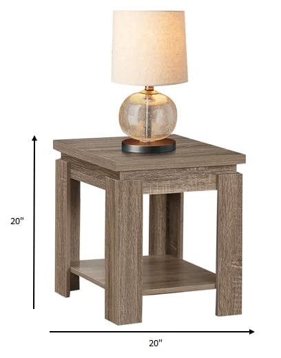 HomeRoots Furniture Particle Board with Paper Dark Taupe End Table Multicolor