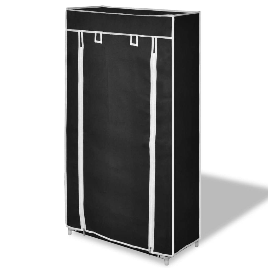 vidaXL 5-Tier Fabric Shoe Cabinet with Cover - Lightweight and Portable Shoe Organizer - Holds Up to 10 Pairs - Sleek Black