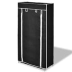 vidaXL 5-Tier Fabric Shoe Cabinet with Cover - Lightweight and Portable Shoe Organizer - Holds Up to 10 Pairs - Sleek Black