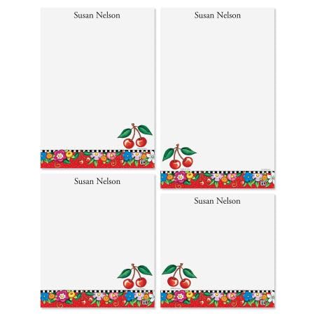 Current Mary Engelbreit'S Cheery Cherry Personalized Notepad Set - Set Of 4, 100-Sheet Pads, Multiple Sizes, Great For Graduatio