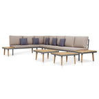 vidaXL Solid Acacia Wood 7-Seater Patio Lounge Set with Cushions - Comfortable Outdoor Seating for Garden, Balcony, Deck - Brown and Gray
