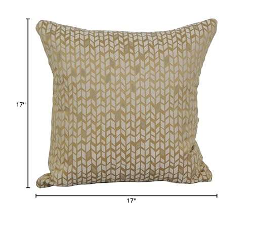 Blazing Needles Square Polyester Jacquard Throw Pillows, 17&quot;, Banyan Camel 2 Count