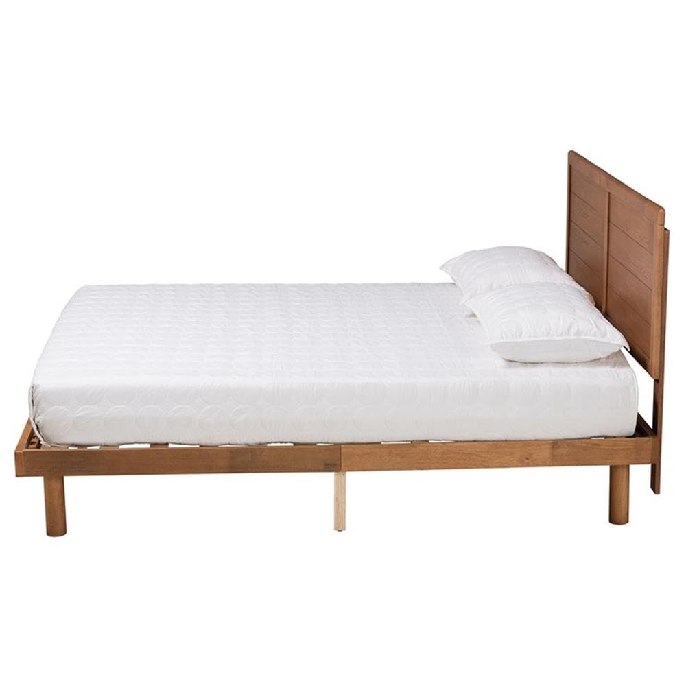 Baxton Studio Daina Mid-Century Modern Ash Walnut Finished Wood Full Size Platform Bed