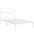 vidaXL Metal Single Bed Frame with Headboard, Steel, White, 39.4"x78.7", Storage Space, Mattress Support