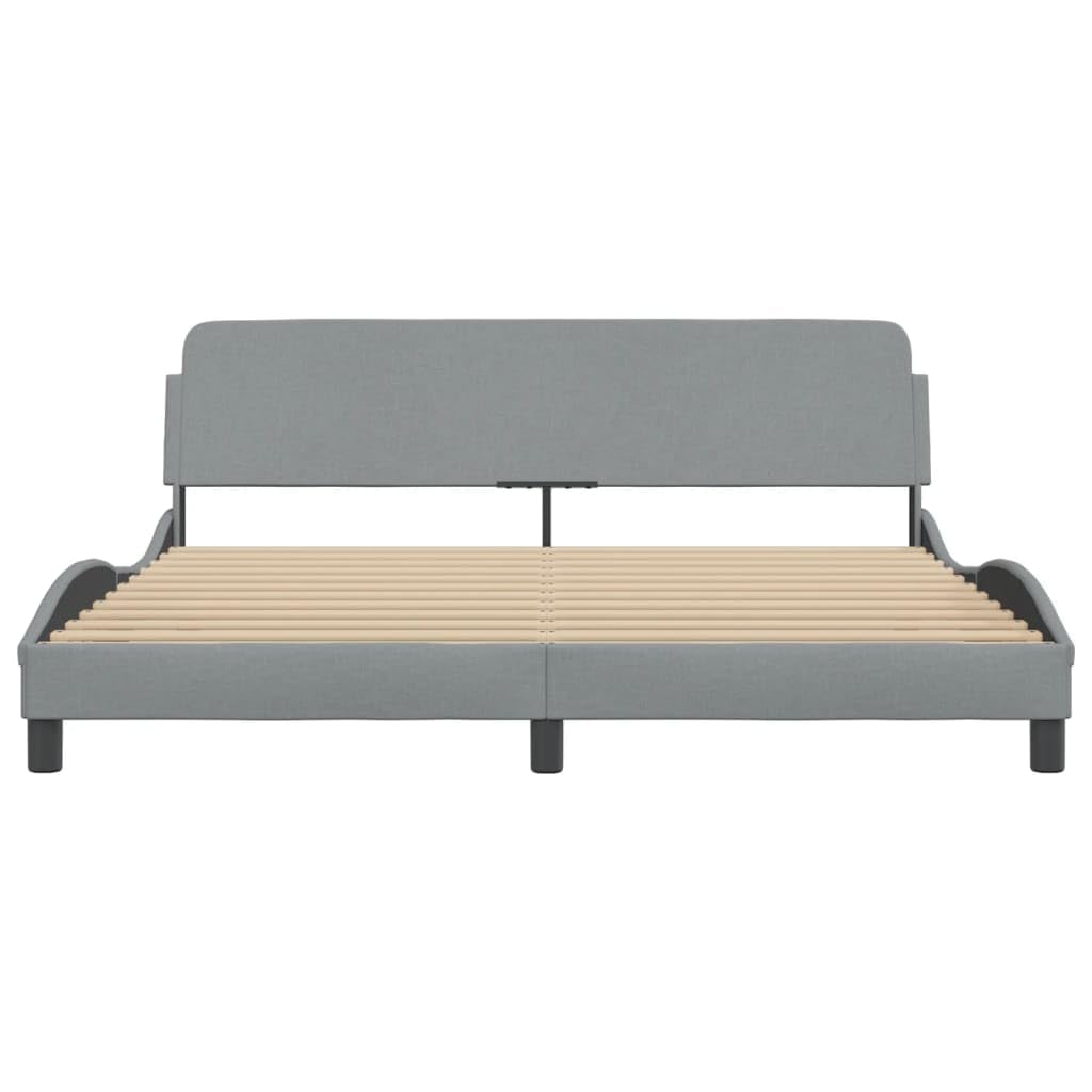 vidaXL Fabric Double Bed Frame with Headboard - Dark Gray, Plywood Slats, Supportive Legs, Modern Design, 72x83.9