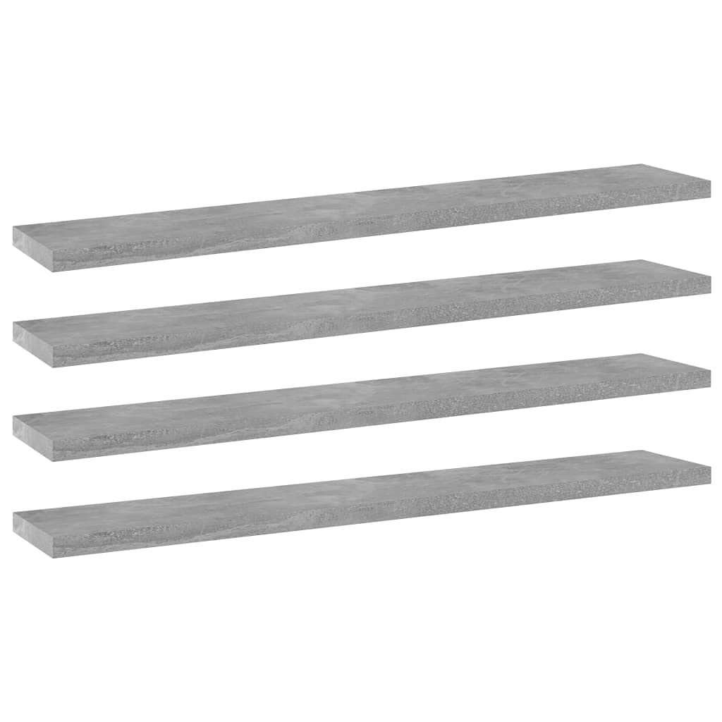 Bookshelf Boards 4 pcs Concrete Gray 23.6"x3.9"x0.6" Chipboard