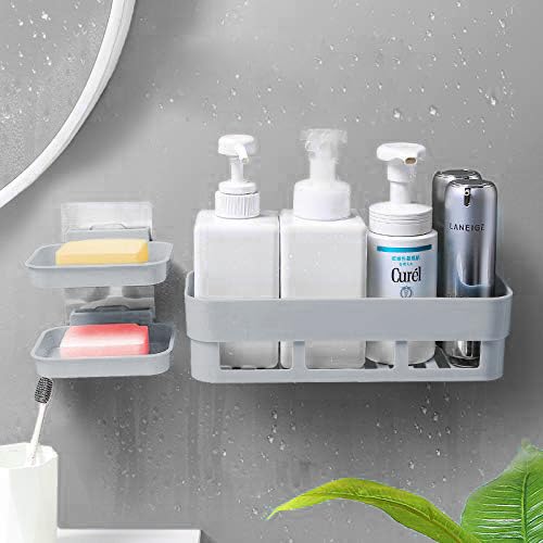 Satpurush Bathroom Accessories  Wall Mounted Shelf Organizer with 2 Soap Holders and 1 Self