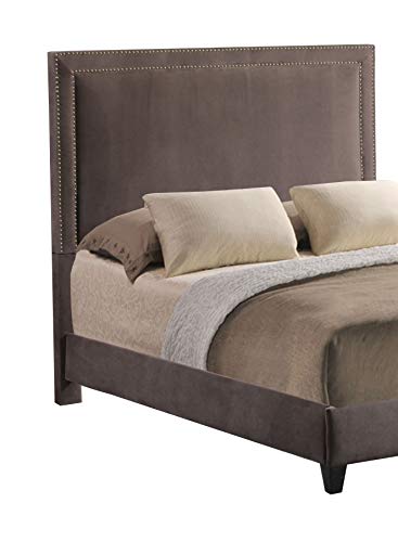 Leffler Home Night Party Chocolate Brookside Upholstered Bed With Nail Heads, Queen, Dark Brown