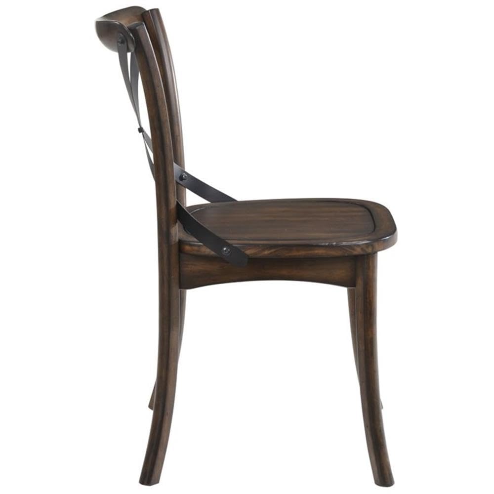 Acme Kaelyn Wooden Side Chair in Dark Oak and Black Set of 2