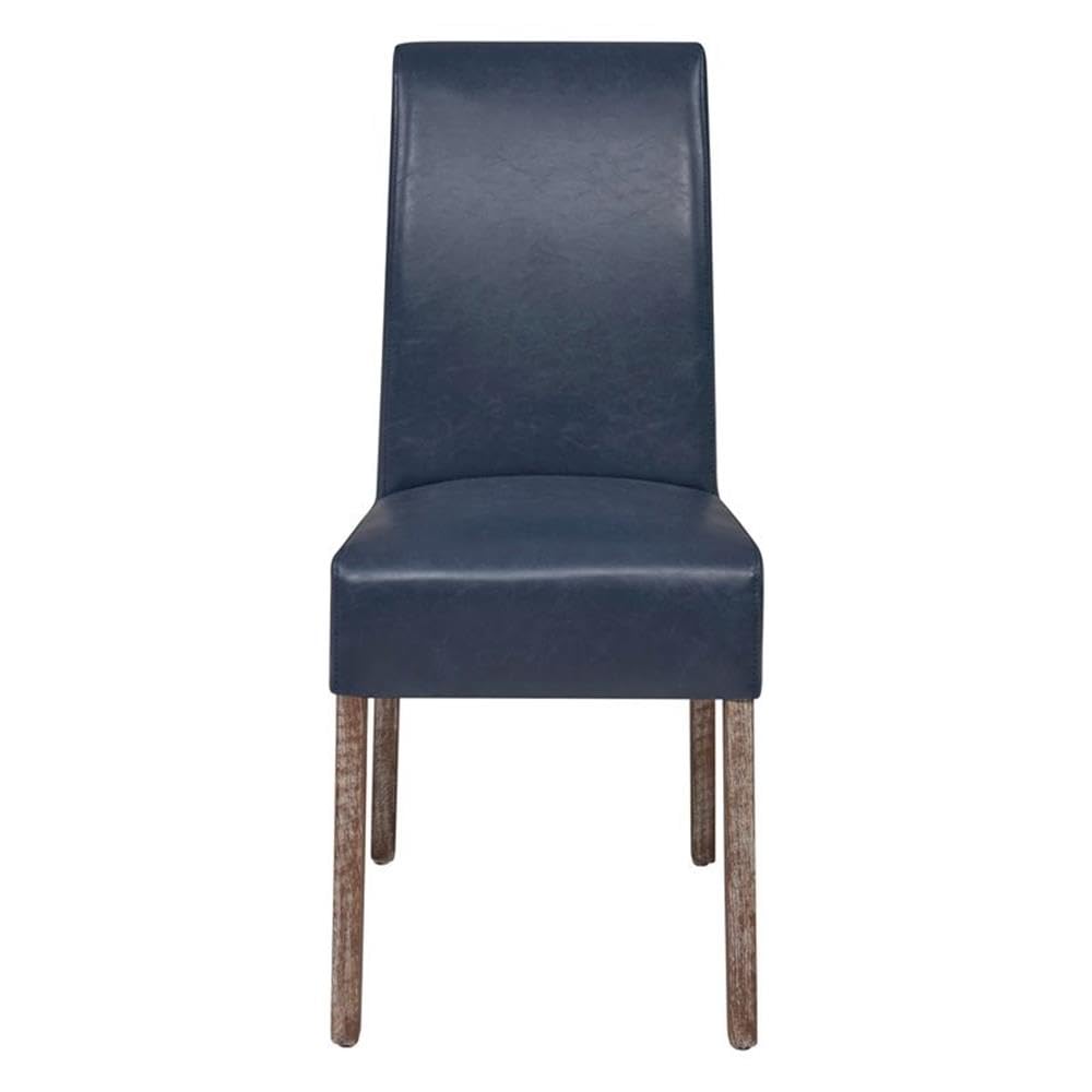 New Pacific Direct Valencia Bonded Leather Chair,Set Of 2 Furniture, Vintage Blue