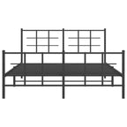 vidaXL Metal Bed Frame - Black 59.1"x78.7" with Headboard/Footboard - Durable Steel Construction, Elegant Bedroom Furniture