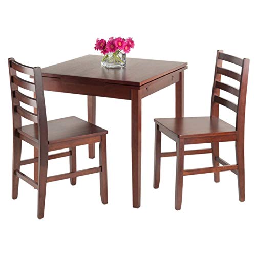 Ergode Elegant 3-Piece Shaye Dining Table Set | Solid Wood | Walnut Finish | 2 Slat Back Chairs | Contemporary Design | Easy Assembly (94358VV) (94358-VV) (94367-VV)