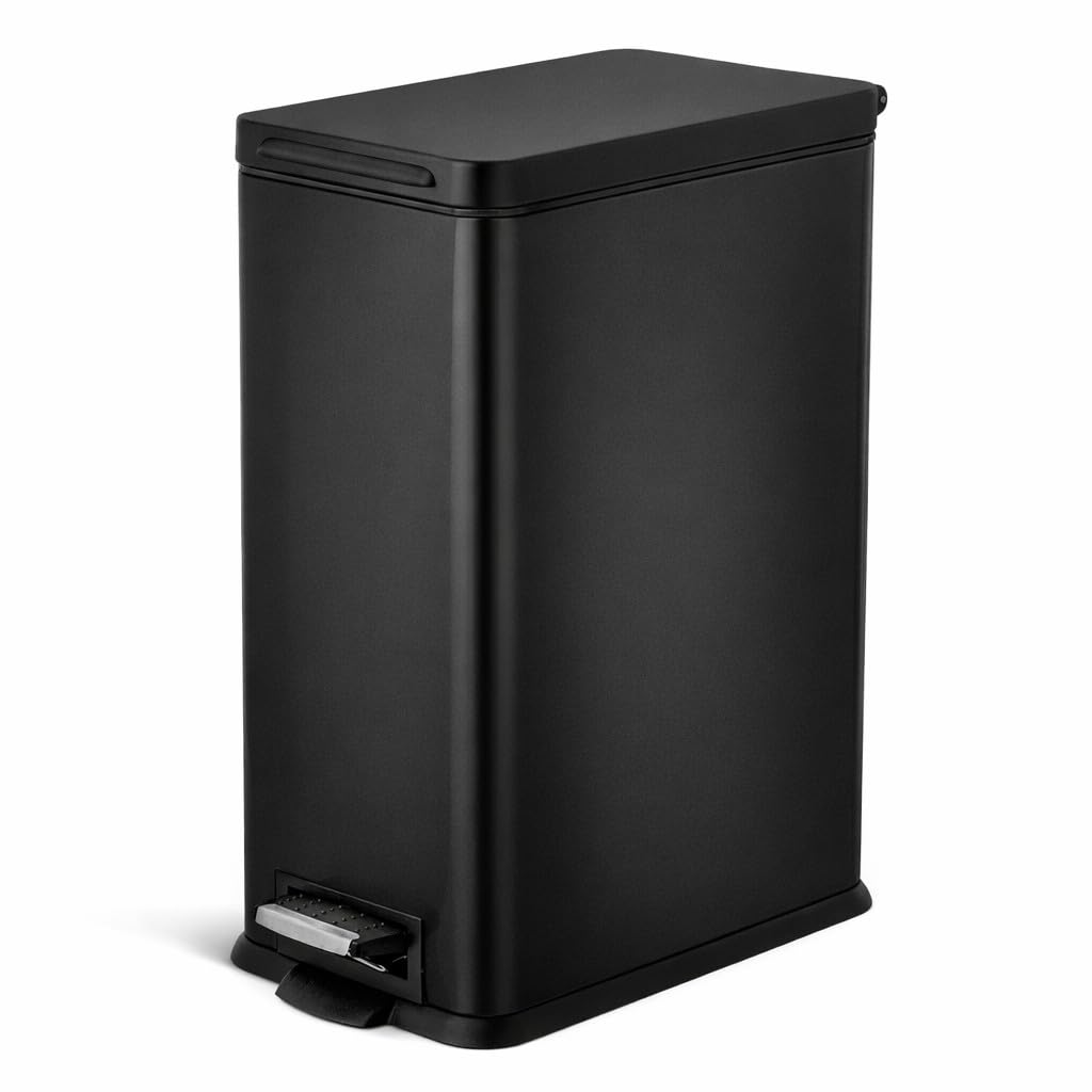 Home Zone Living 8 Gallon Kitchen Trash Can with Slim Fit Design