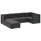 vidaXL Contemporary 7 Piece Patio Lounge Set with Adjustable Seats and Cushions, Black PE Rattan - Perfect for Deck, Patio, Garden