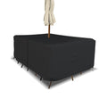 Covers & All Rectangle Table & Chair Set Cover, Umbrella Hole, 12 Oz Waterproof Uv & Weather Resistant, Patio Lawn Garden Backyard Furniture, Air Vents & Drawstrings (76''L X 46''W X 30''H, Black)