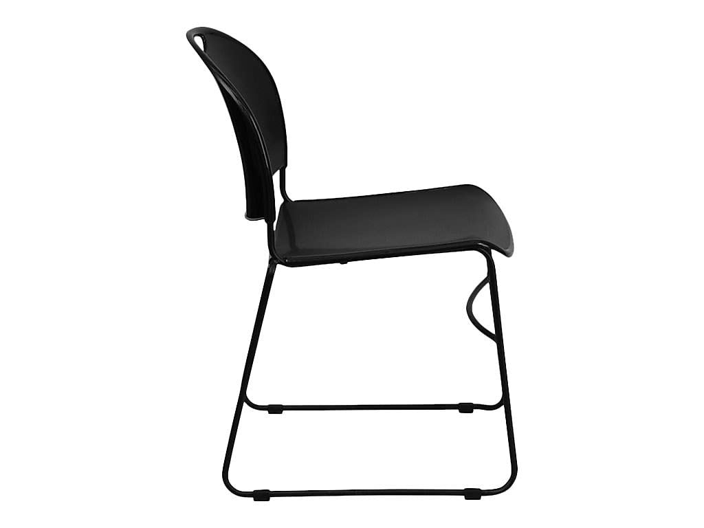 Flash Furniture HERCULES Series 880 lb. Capacity Black Ultra-Compact Stack Chair with Chrome Frame