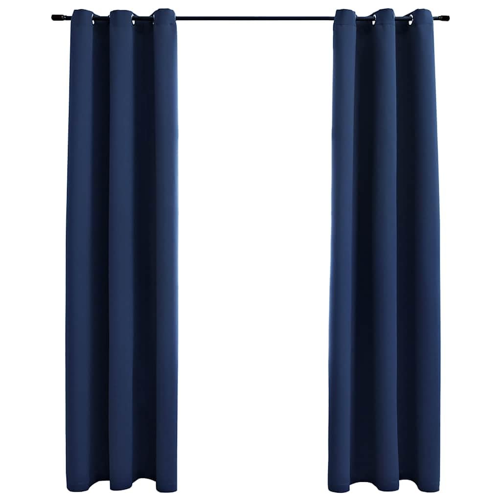 vidaXL Blackout Curtains 2 pcs with Rings, Navy Blue, 37&quot;x63&quot;, Machine Washable Fabric Curtains, Light Blocking for Privacy