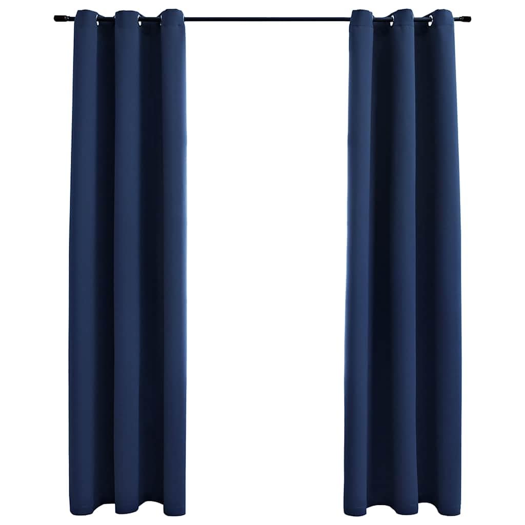 vidaXL Blackout Curtains 2 pcs with Rings, Navy Blue, 37"x63", Machine Washable Fabric Curtains, Light Blocking for Privacy