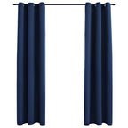 Vidaxl Blackout Curtains 2 Pcs With Rings, Navy Blue, 37"X63", Machine Washable Fabric Curtains, Light Blocking For Privacy
