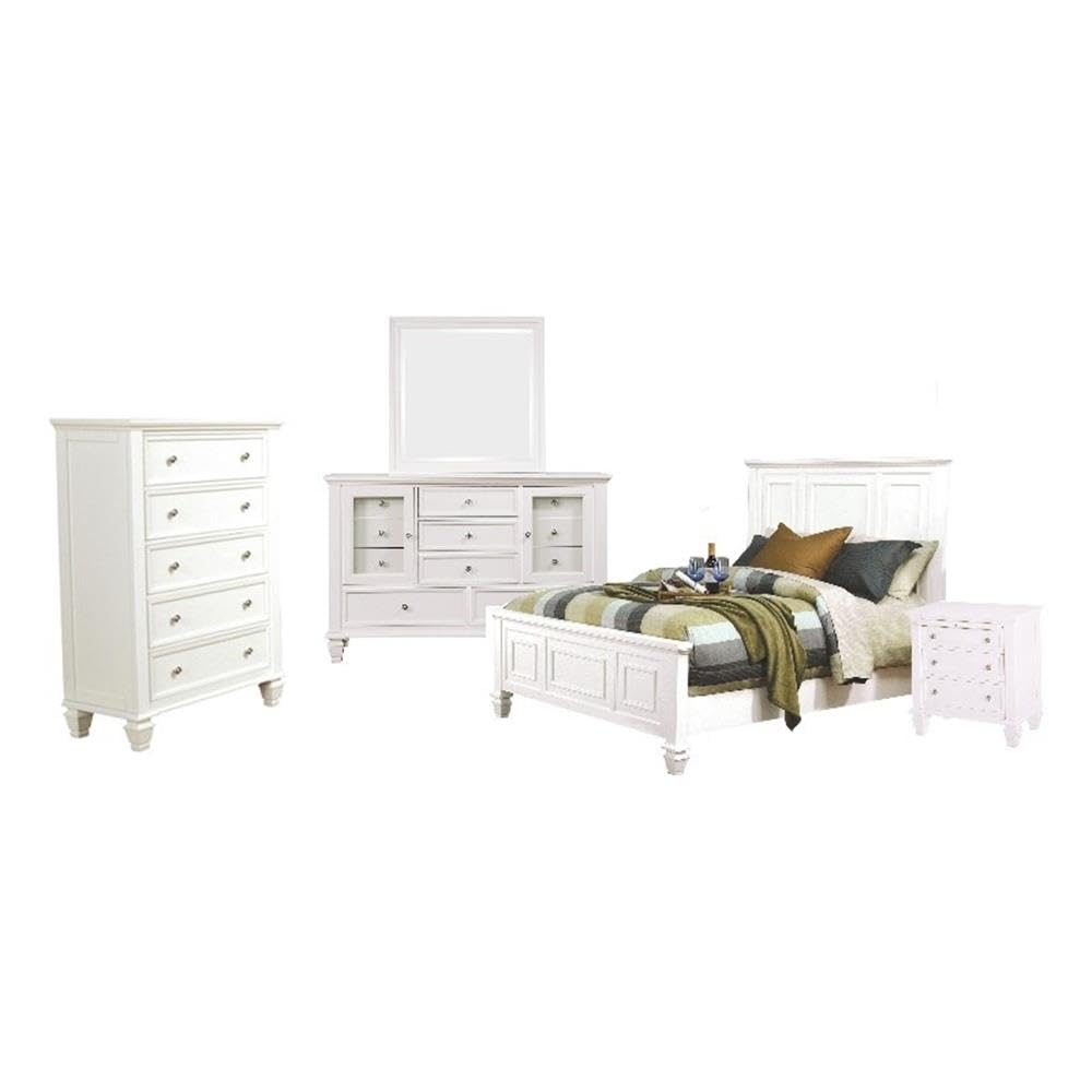 Coaster Sandy Beach Eastern King Bed 5-Piece Set, Cream White