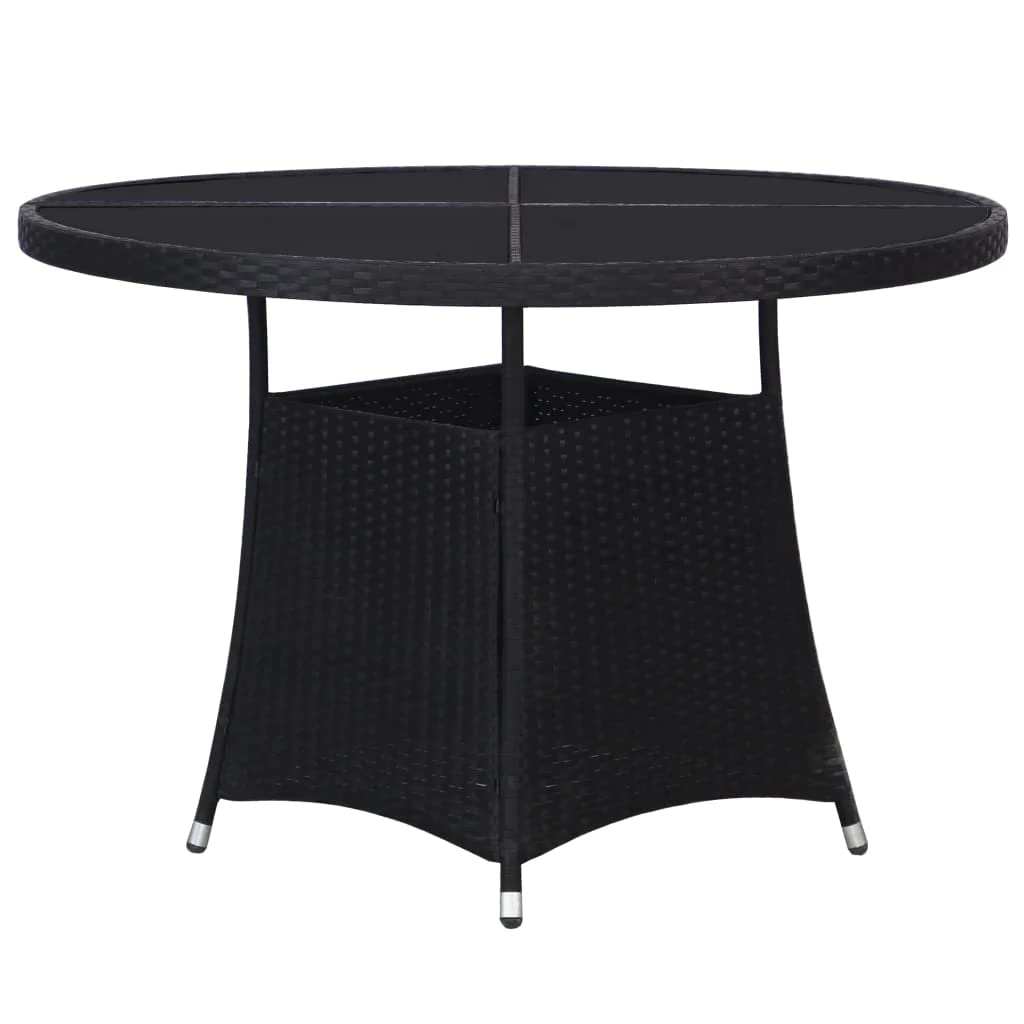 Vidaxl Patio Table Garden Outdoor Terrace Yard Home Indoor Dining Room Kitchen Dinette Dinner Table Furniture Black 43.3&quot; Poly Rattan