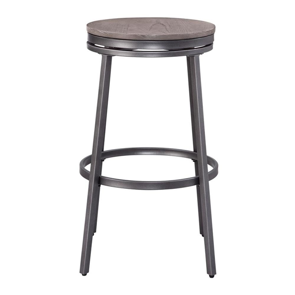 American Woodcrafters Chesson Gray Metal and Wood Backless Bar Stool