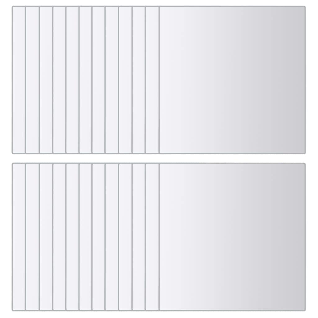 vidaXL 48x Mirror Tiles Mirrored Wall Tile Sheet Indoor Outdoor Decorative Home Decor Bathroom Hallway Living Room Interior Square Glass