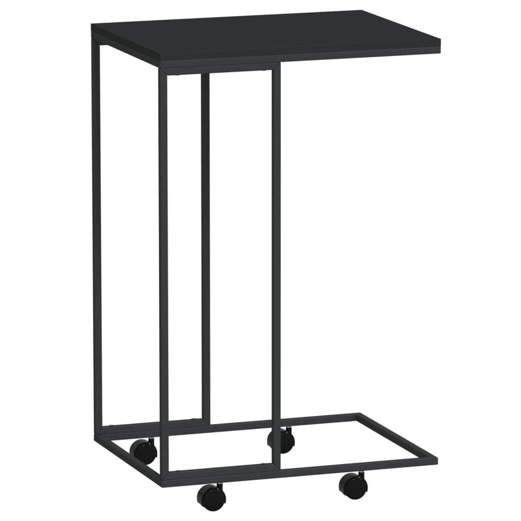 Vidaxl Side Table With Wheels In Black - C-Shaped Sofa Side Table With Industrial And Modern Design Perfect For Living Room, Bedroom – Dimensions 15.7&quot;X11.8&quot;X25&quot;