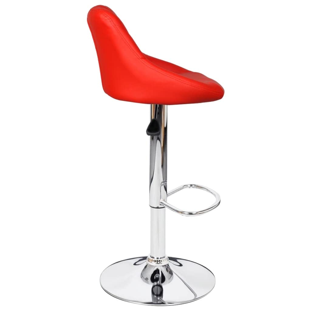 vidaXL 2-Piece Set - Bar Stools in Vibrant Red - Faux Leather Upholstery Featuring Adjustable Height and Comfortable Footrest