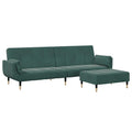 vidaXL 2 Seater Sofa Bed with Stool Dark Green Velvet Sofa Bed with Footstool Folding Sofa Bed 2 Seater Sofa Bed