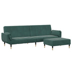 vidaXL 2 Seater Sofa Bed with Stool Dark Green Velvet Sofa Bed with Footstool Folding Sofa Bed 2 Seater Sofa Bed