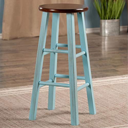 Ergode Rustic Blue Wood Ivy Bar Stool - Stable & Comfortable, 29' Height