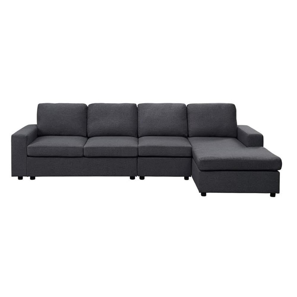 Lilola Home Bailey Sofa with Reversible Chaise in Dark Gray Linen