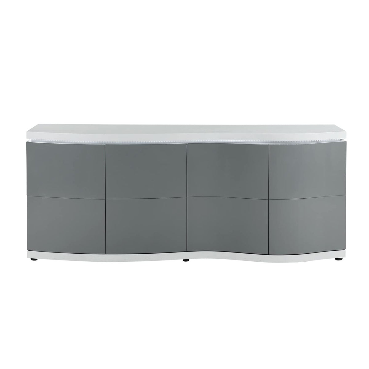 Global Furniture Usa Buffet W/Led High Gloss, Grey-White