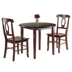 Ergode Exquisite Dining Set | Double Drop Leaf Table | Ladder Back Chairs | Solid Wood | Walnut Finish | (94388-VV)