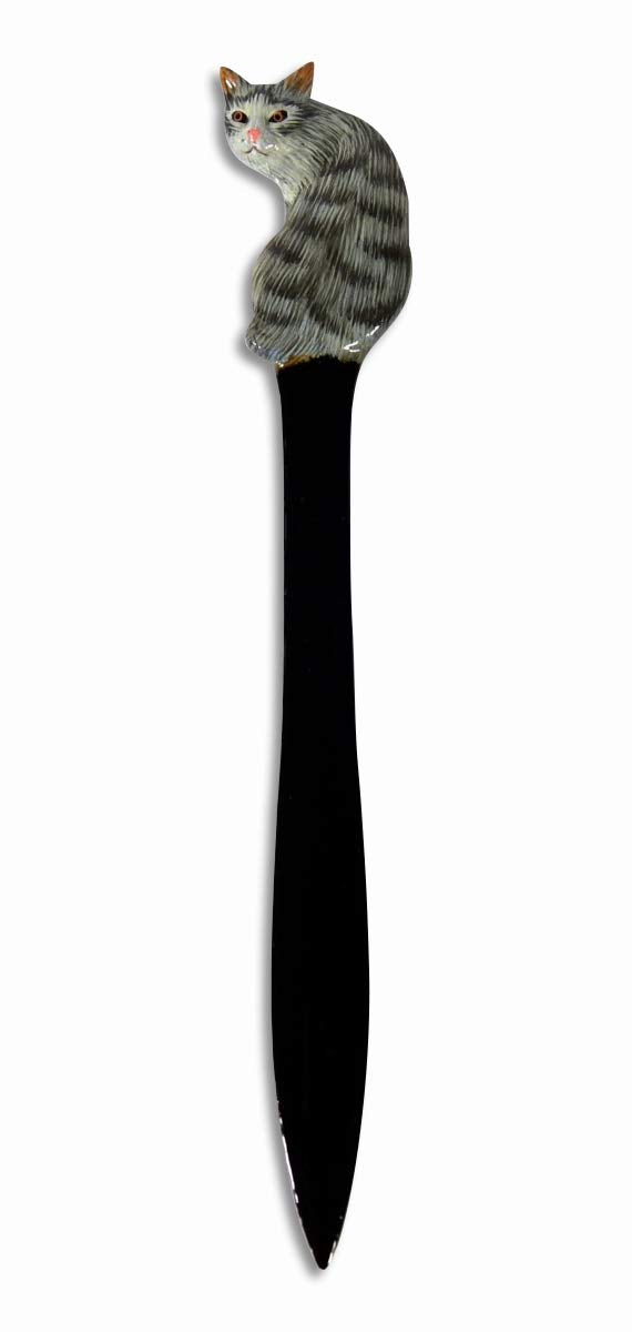Lx Hand Painted Gray Cat Letter Opener