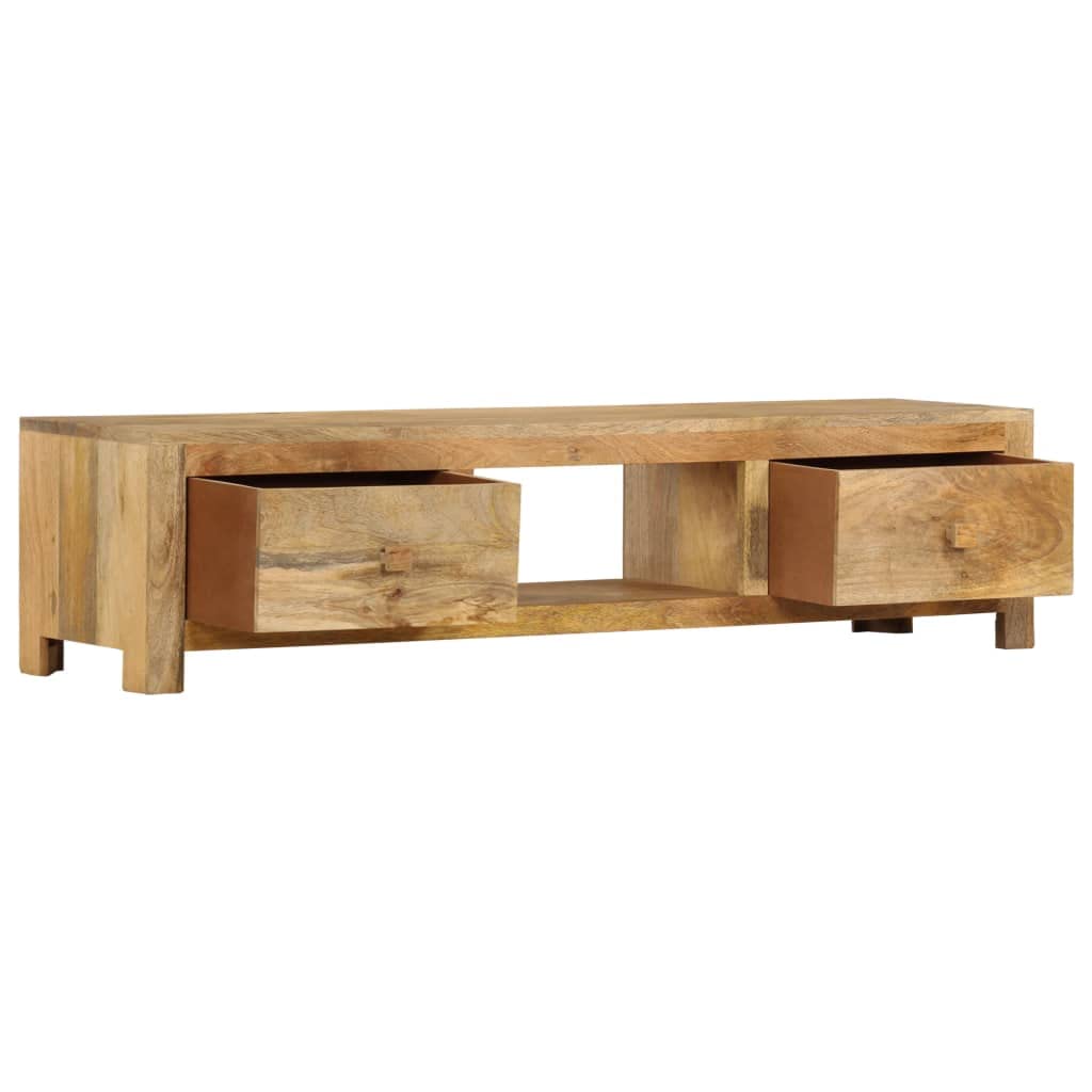 vidaXL Solid Mango Wood TV Stand - Industrial-Style Entertainment Center with Drawers and Open Compartment - Unique, Durable, Versatile
