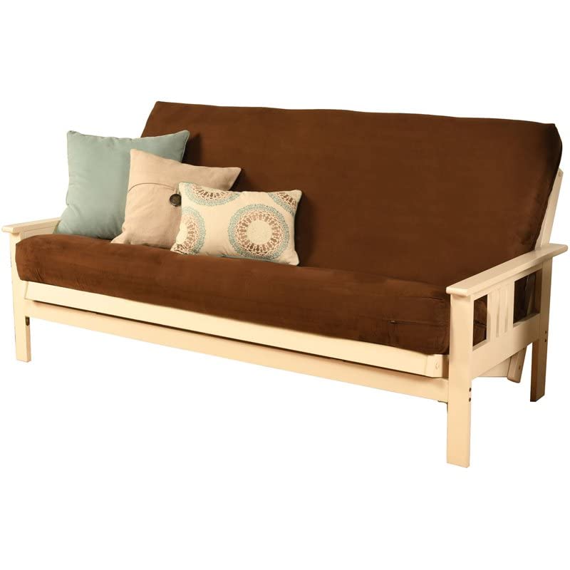Kodiak Furniture Monterey Antique White Sofa with Suede Chocolate Mattress