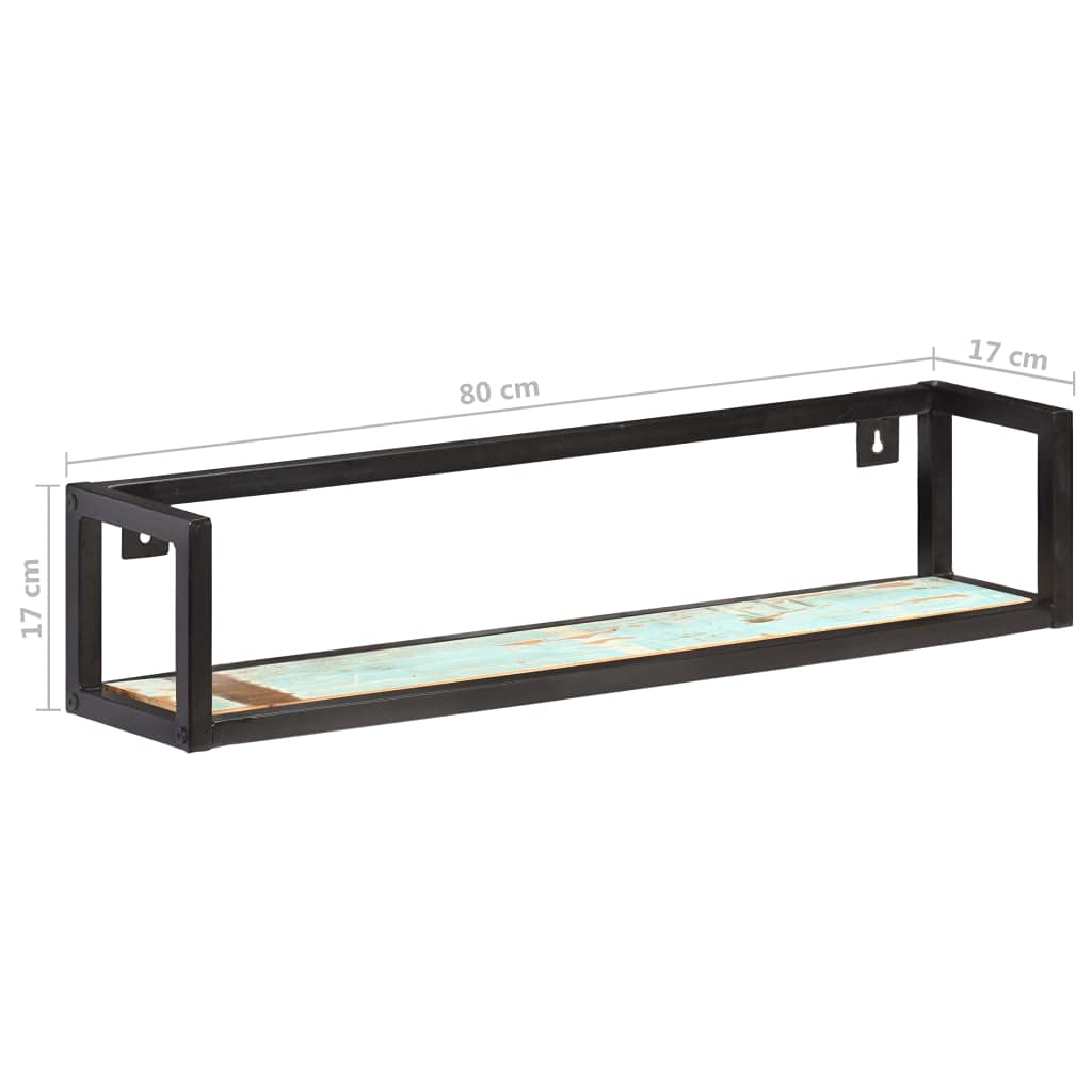 vidaXL Wall Shelves Floating Display Shelves - 2 Pcs - Solid Reclaimed Wood and Iron Frame - 31.5&quot; Width - Industrial Style - Brown Finish